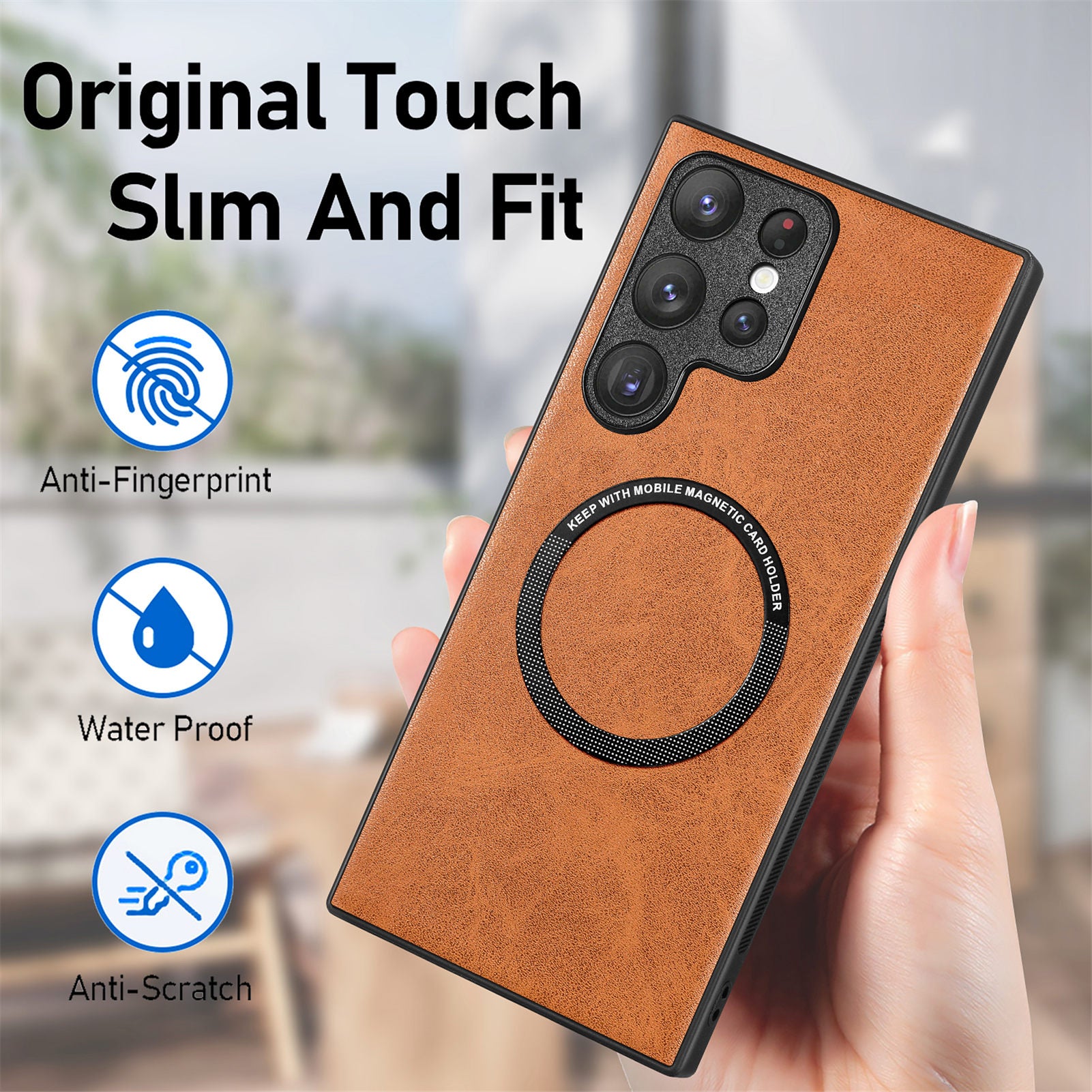 For Samsung Galaxy S23 Ultra Phone Case Compatible with MagSafe PU Leather Coated PC TPU Cover For Samsung Galaxy S23 Ultra Phone Case Compatible with MagSafe PU Leather Coated PC TPU Cover